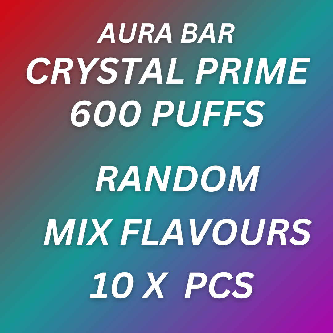 Shop Crystal Prime Aura Bar 600 Puffs - Box of 10 (Mix Flavours)