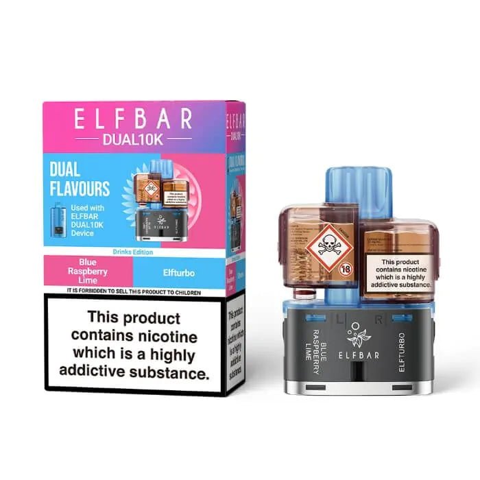 Shop Elf Bar Dual 10k Pods - Blue Raspberry Lime/Elf Turbo