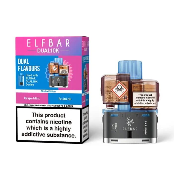Shop Elf Bar Dual 10k Pods - Grape Mint/Fruit 66