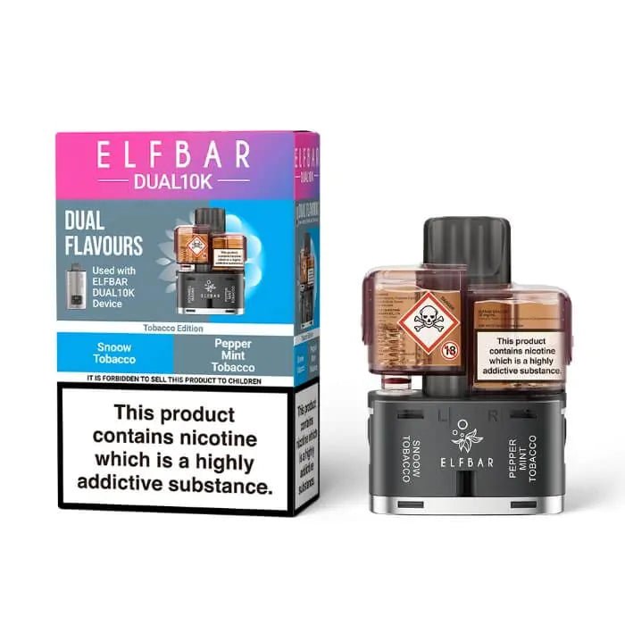 Shop Elf Bar Dual 10k Pods - Snoow Tobacco/Pepermint Tobacco