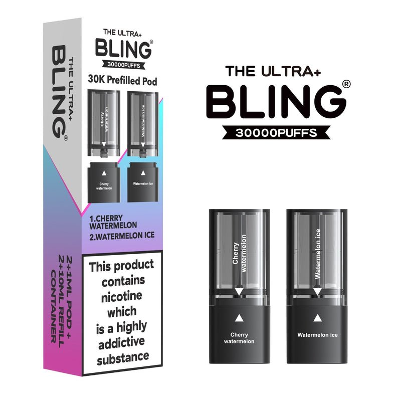 Shop The Bling Ultra Plus 30k Vape Pods - Cherry Watermelon/Watermelon Ice