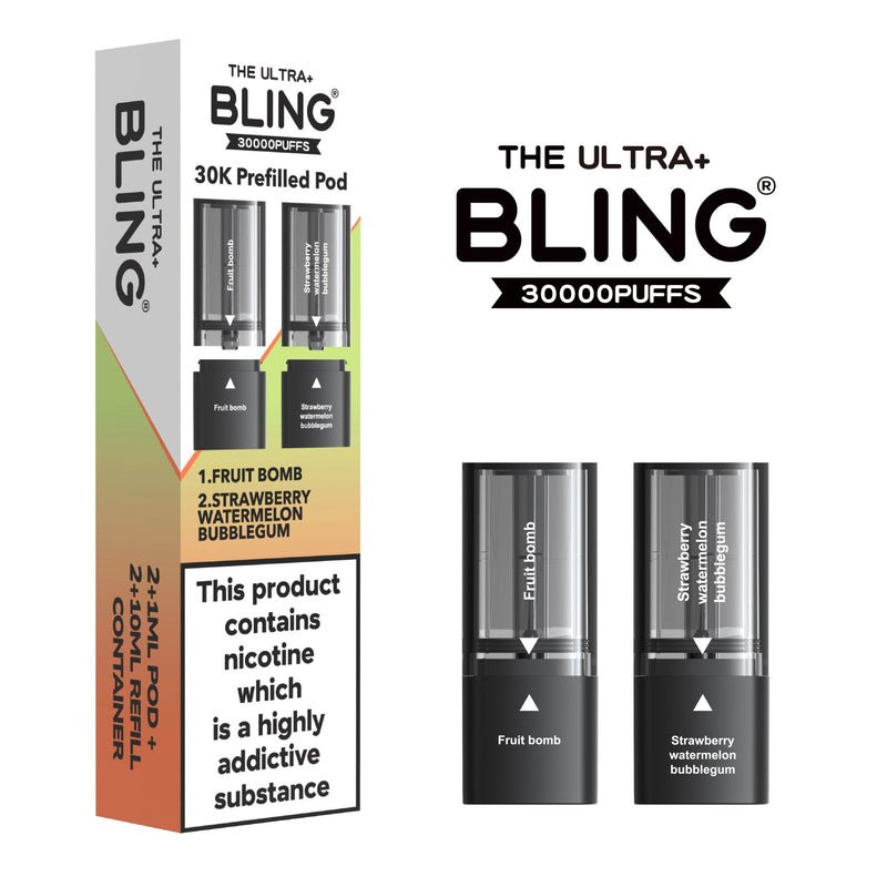 Shop The Bling Ultra Plus 30k Vape Pods - Fruit Bomb/Strawberry Watermelon Bubblegum