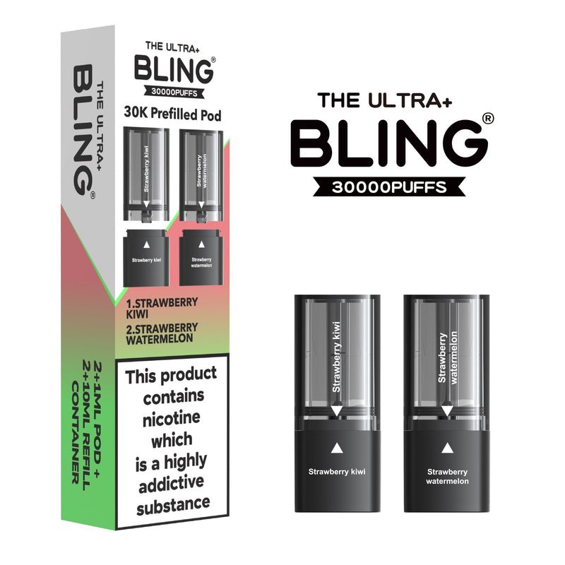 Shop The Bling Ultra Plus 30k Vape Pods - Strawberry Kiwi/Strawberry Watermelon