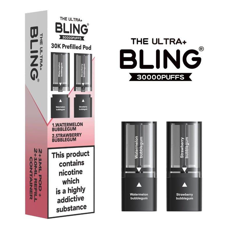 Shop The Bling Ultra Plus 30k Vape Pods - Watermelon Bubblegum/Strawberry Bubblegum