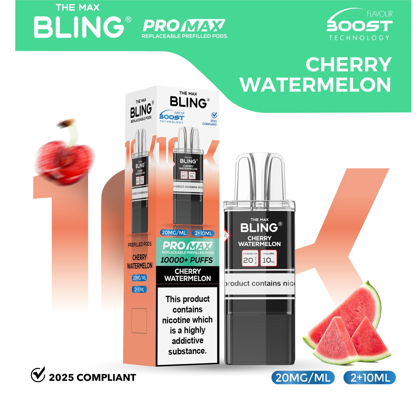 Shop The Crystal Bling Max 10000 Pods - Cherry Watermelon