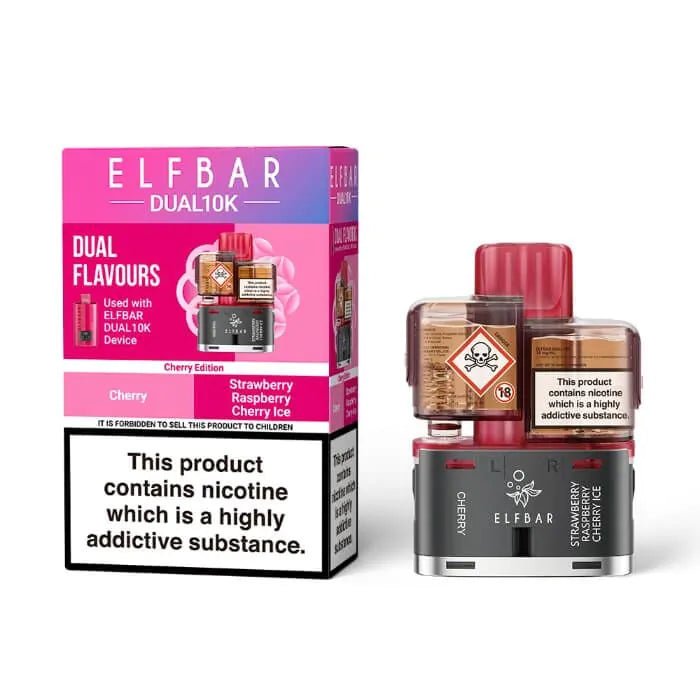 Shop Elf Bar Dual 10k Pods - Cherry/Strawberry Raspberry Cherry Ice