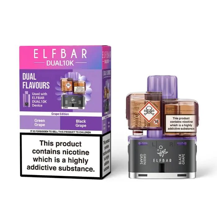 Shop Elf Bar Dual 10k Pods - Green Grape/Black Grape