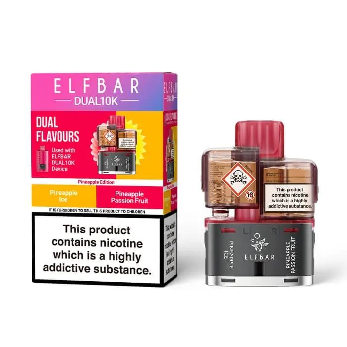Shop Elf Bar Dual 10k Pods - Pineapple Ice/Pineapple Passion Fruit