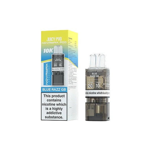 Shop Juicy Pod Novamax 10k Pods - Blue Razz GB