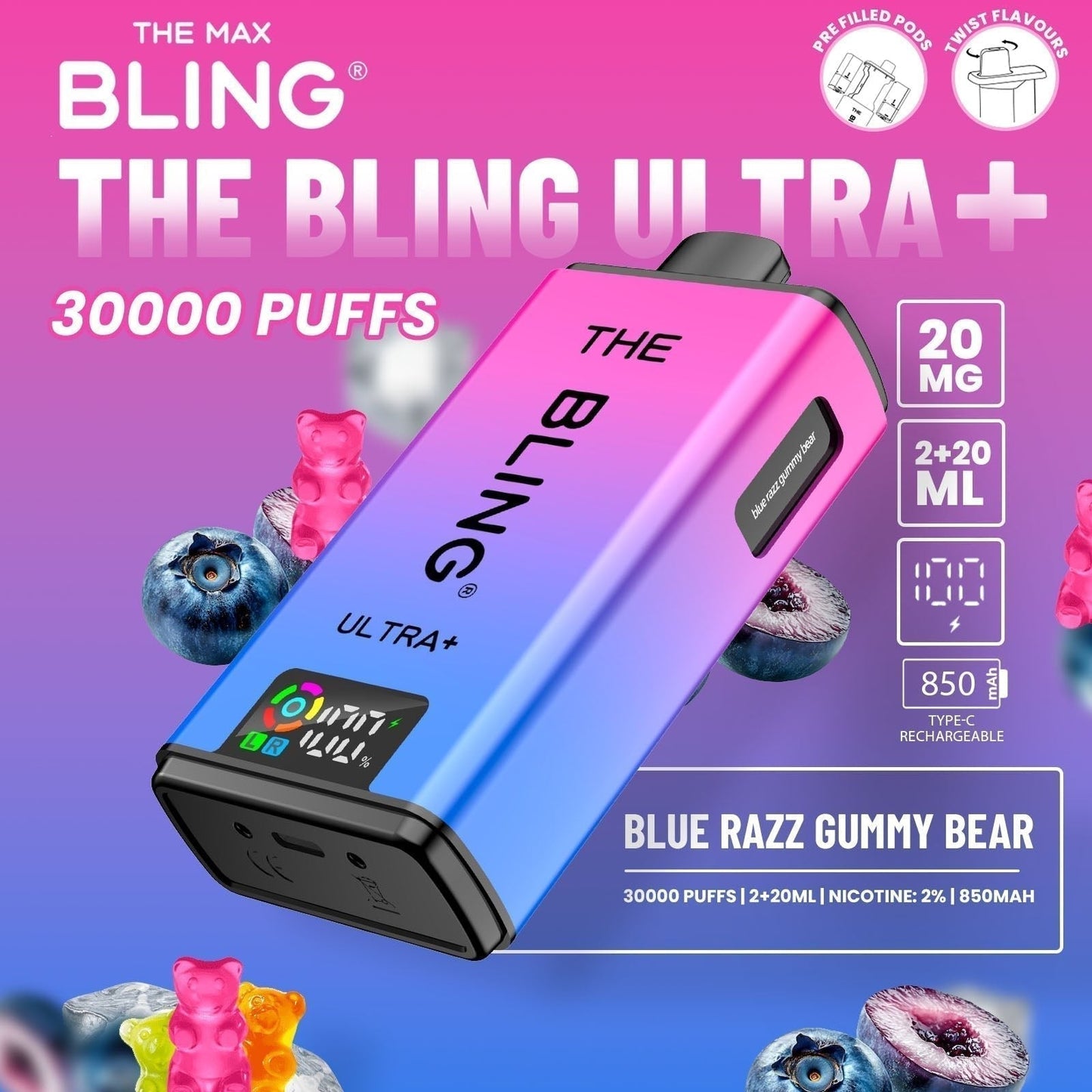 Shop 🎁 The Bling Ultra Plus 30k Vape Kit Box of 5 (100% off)