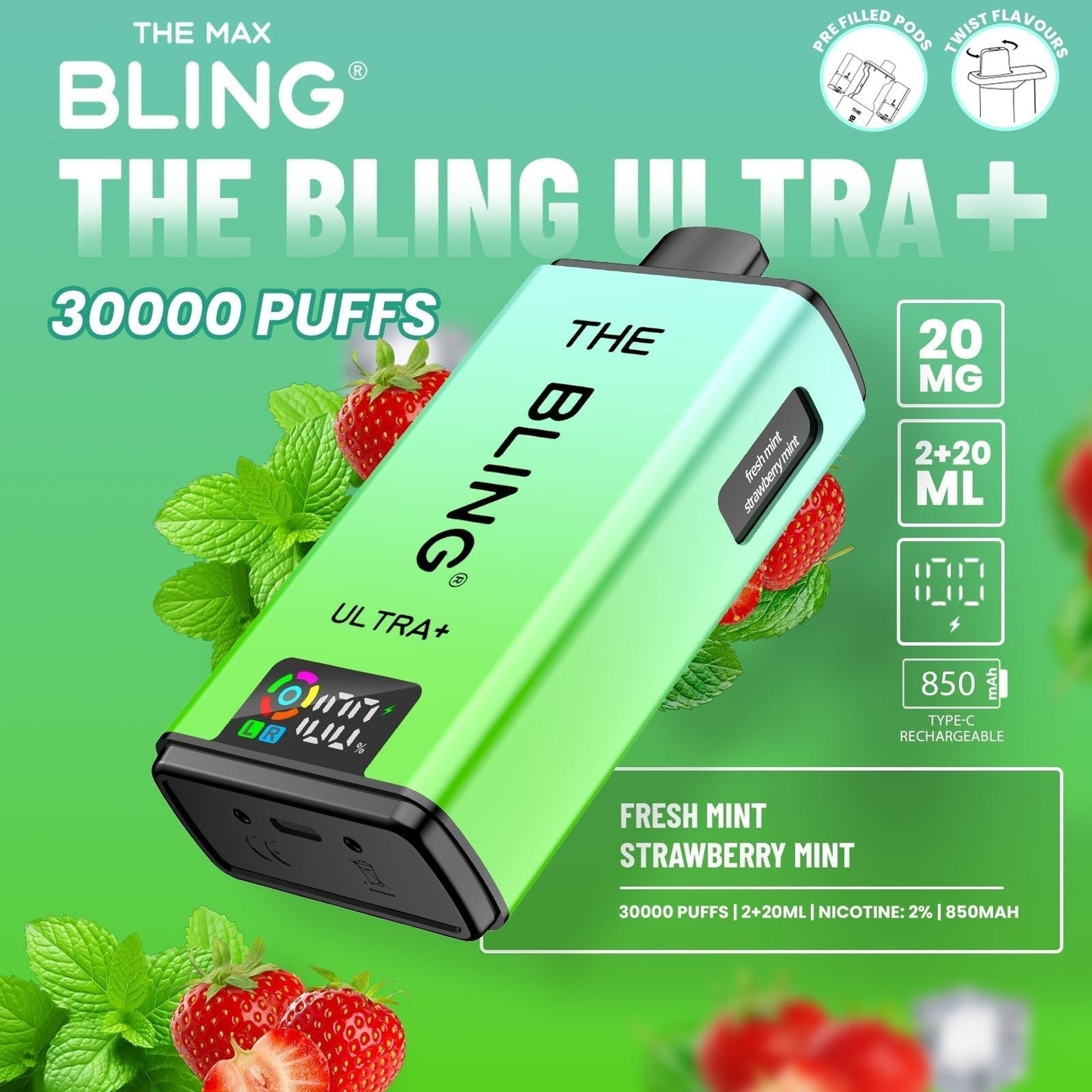 Shop 🎁 The Bling Ultra Plus 30k Vape Kit Box of 5 (100% off)