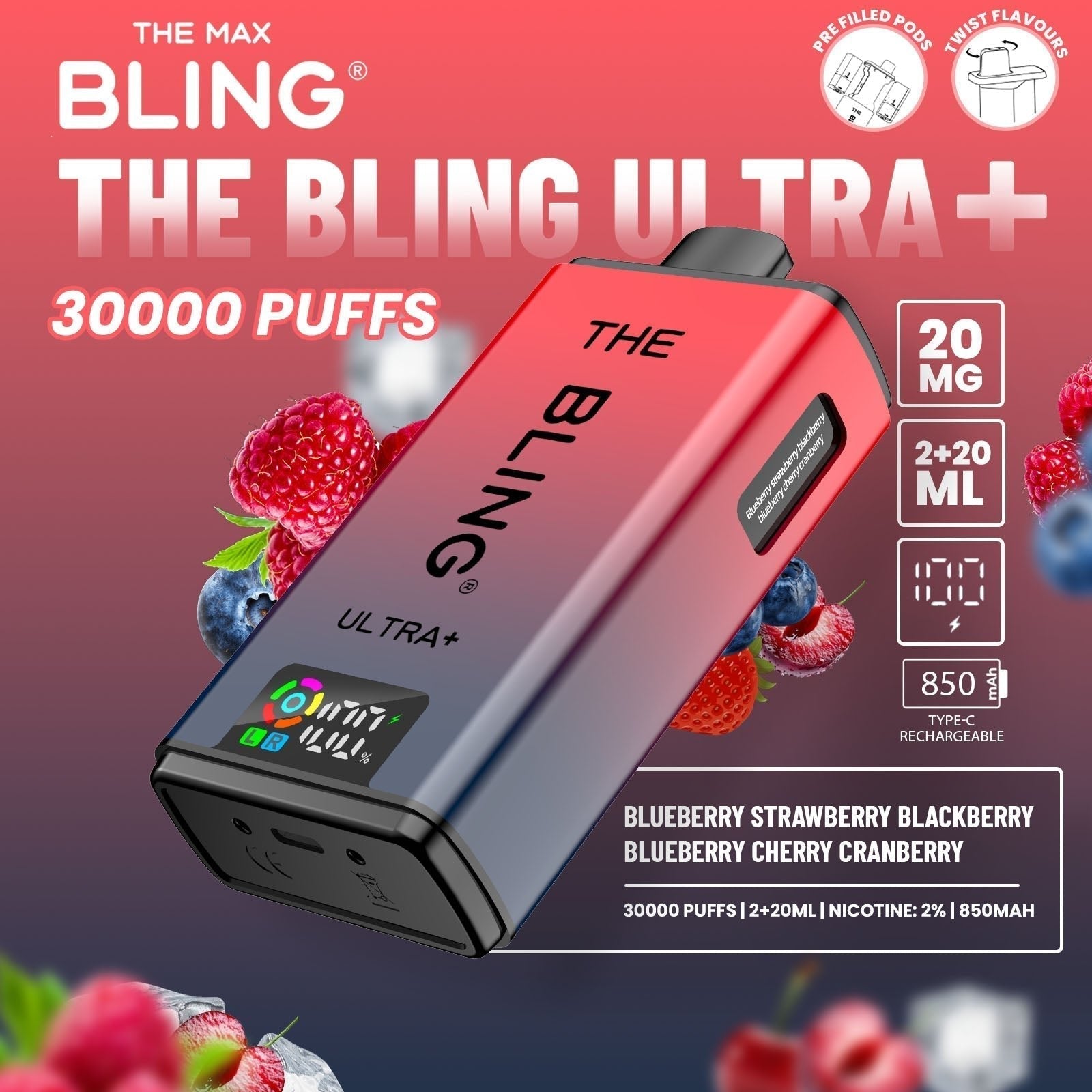 Shop 🎁 The Bling Ultra Plus 30k Vape Kit Box of 5 (100% off)
