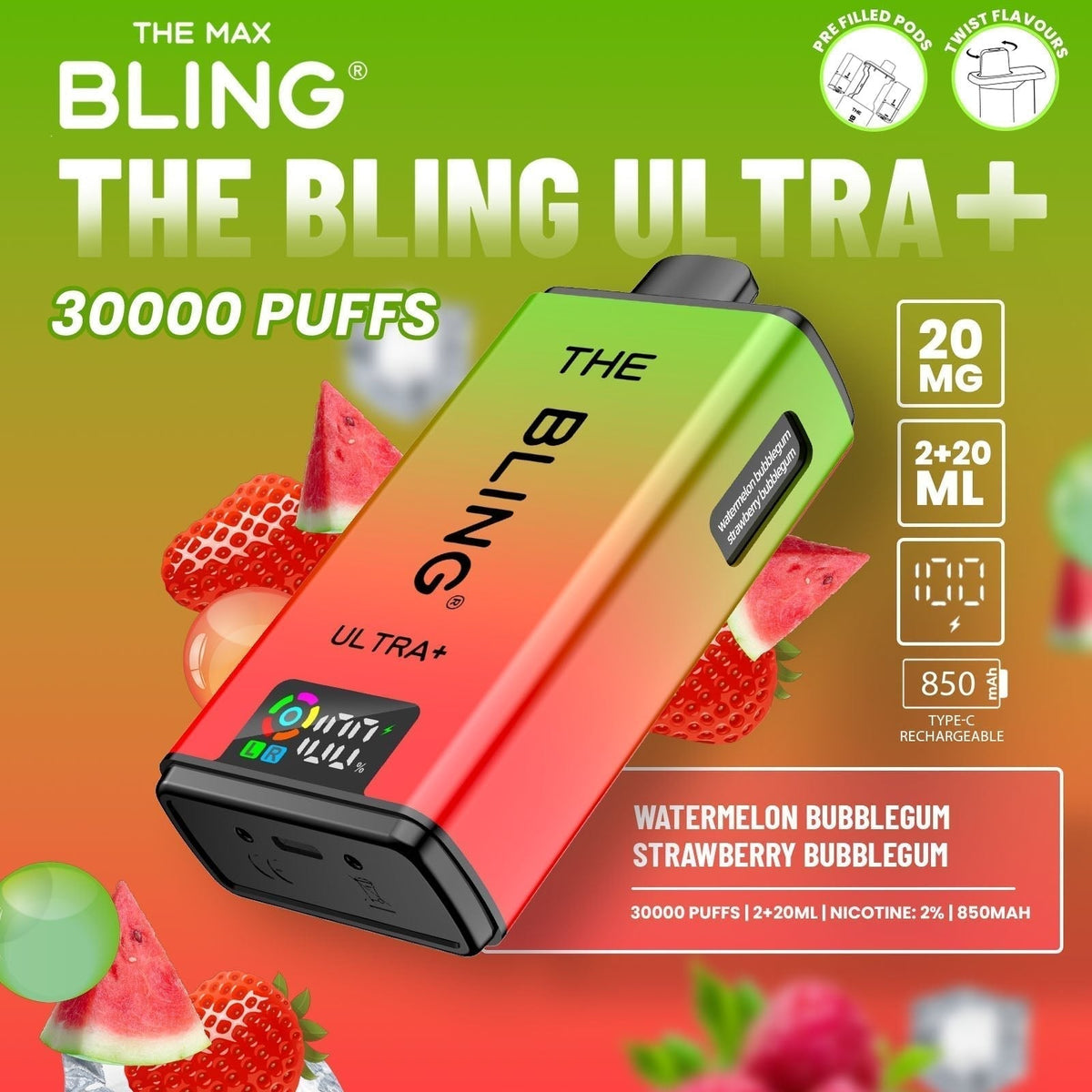 Shop The Bling Ultra Plus 30k Vape Kit Box of 5