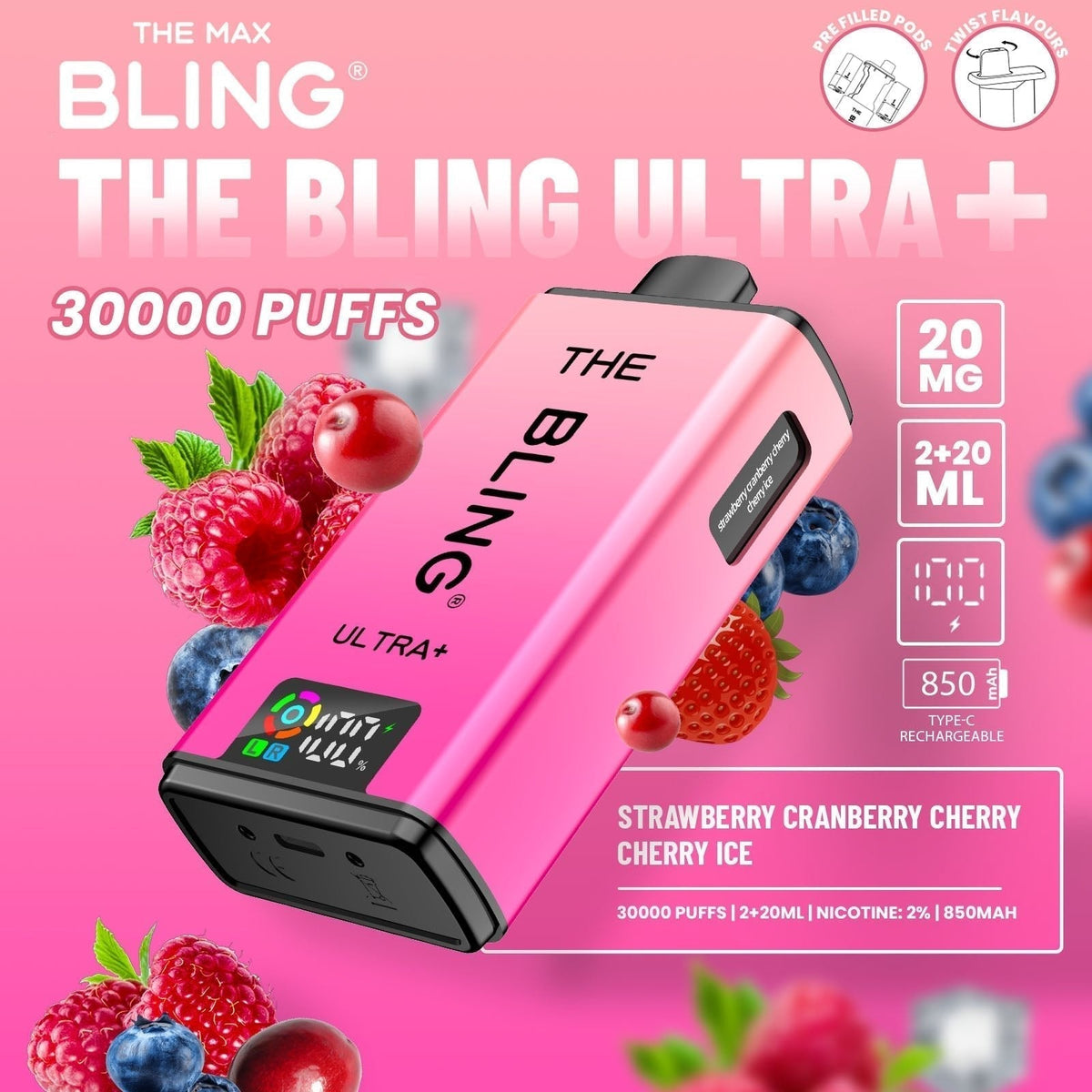 Shop The Bling Ultra Plus 30k Vape Kit Box of 5