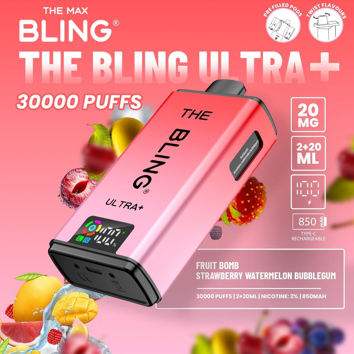 Shop The Bling Ultra Plus 30k Vape Kit Box of 5
