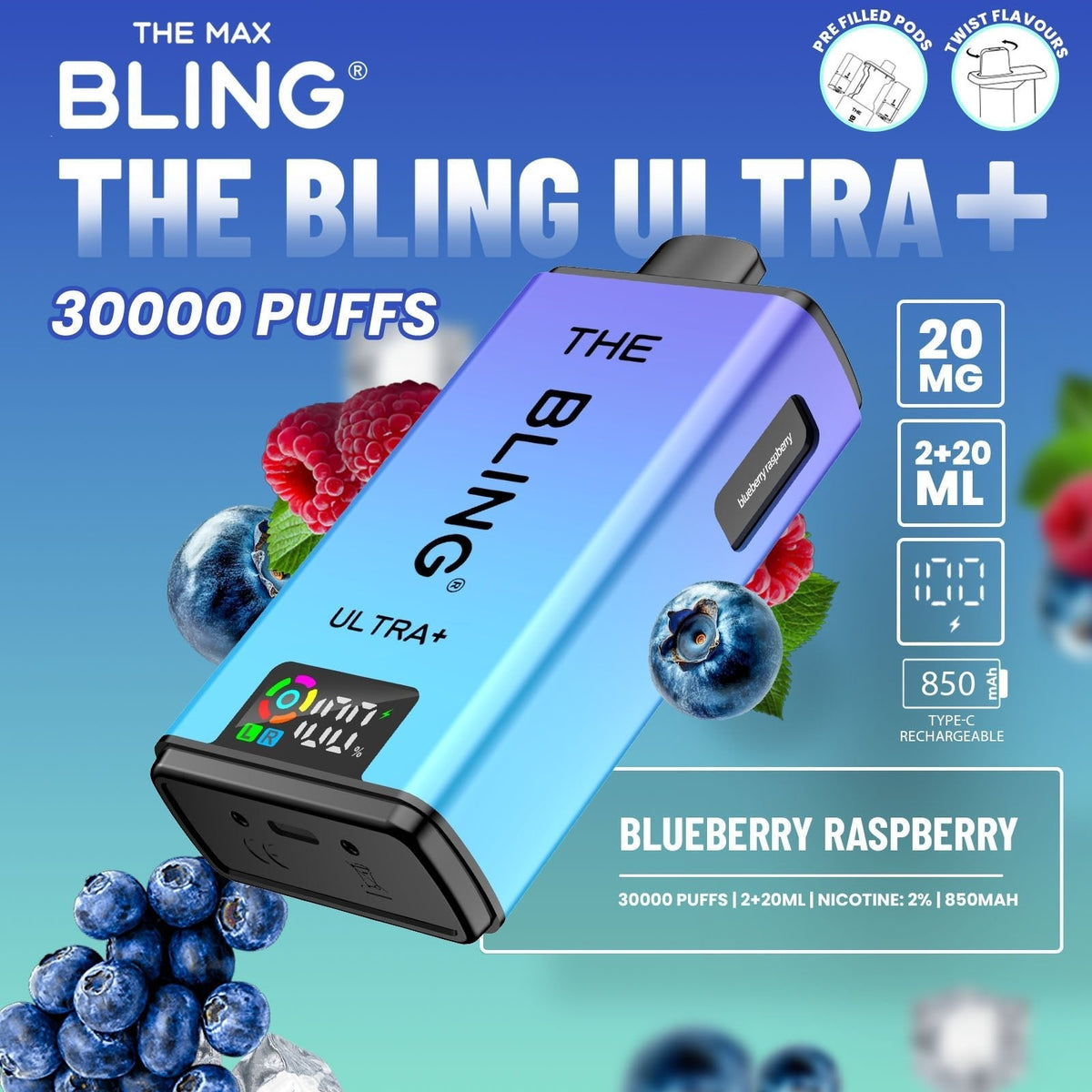 Shop The Bling Ultra Plus 30k Vape Kit Box of 5