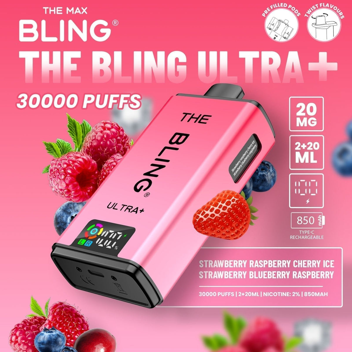 Shop The Bling Ultra Plus 30k Vape Kit Box of 5