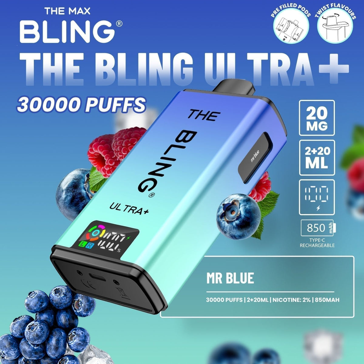 Shop The Bling Ultra Plus 30k Vape Kit Box of 5