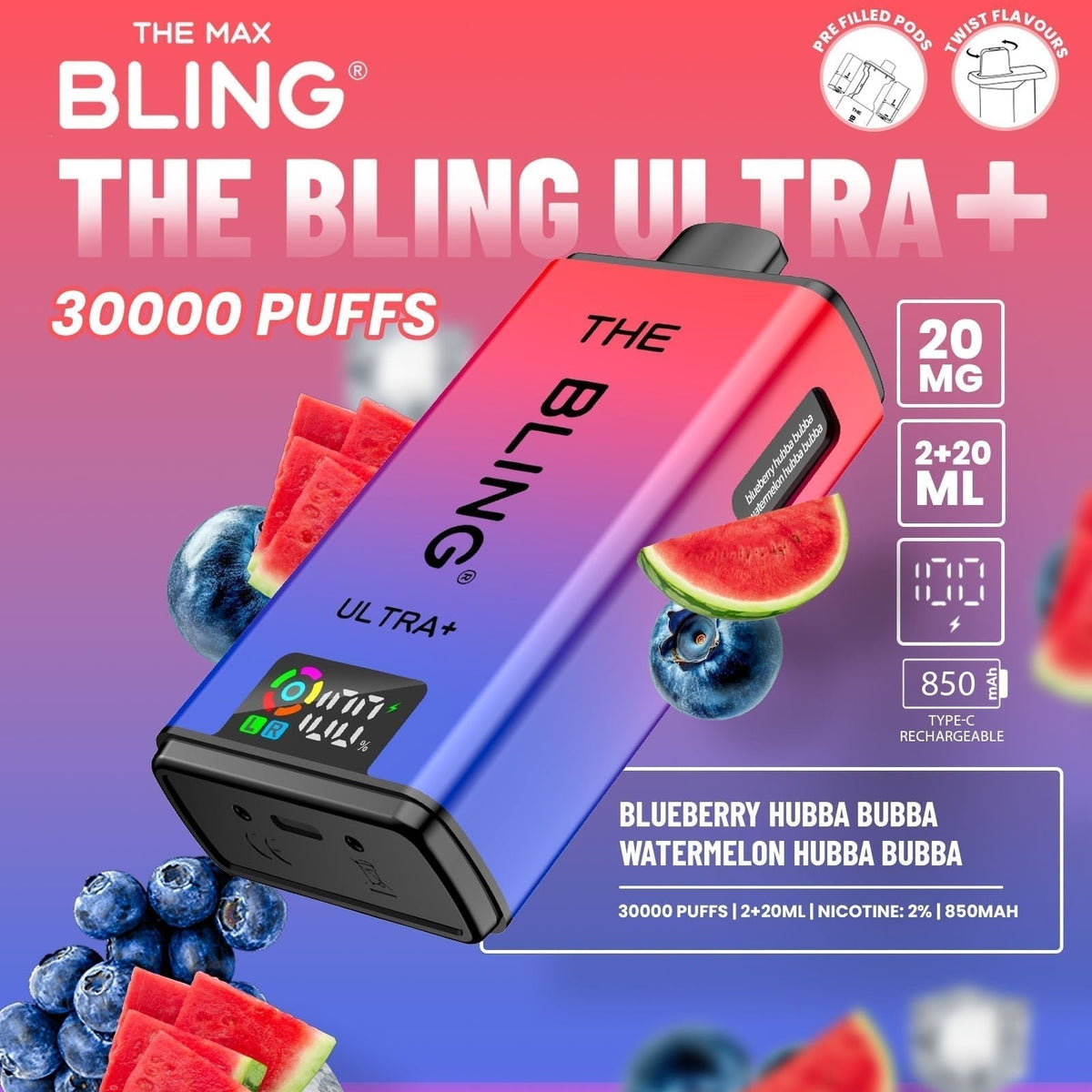 Shop The Bling Ultra Plus 30k Vape Kit Box of 5