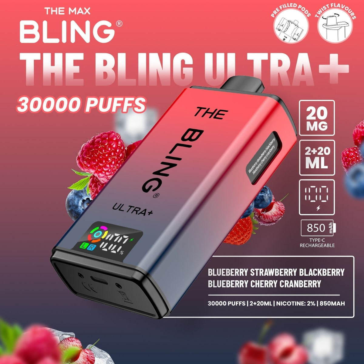 Shop The Bling Ultra Plus 30k Vape Kit Box of 5