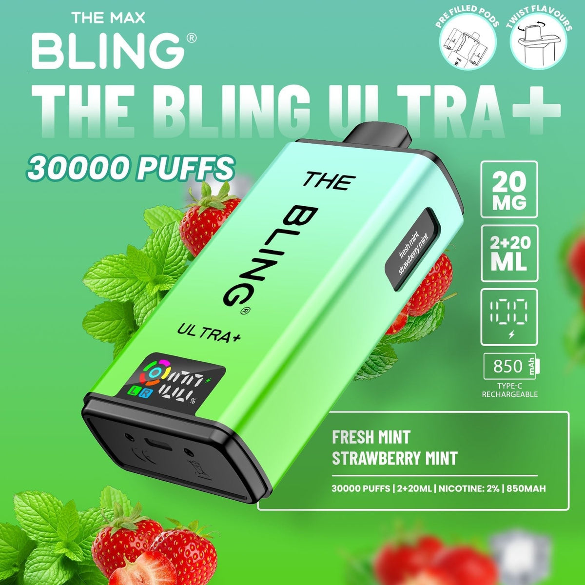 Shop The Bling Ultra Plus 30k Vape Kit Box of 5