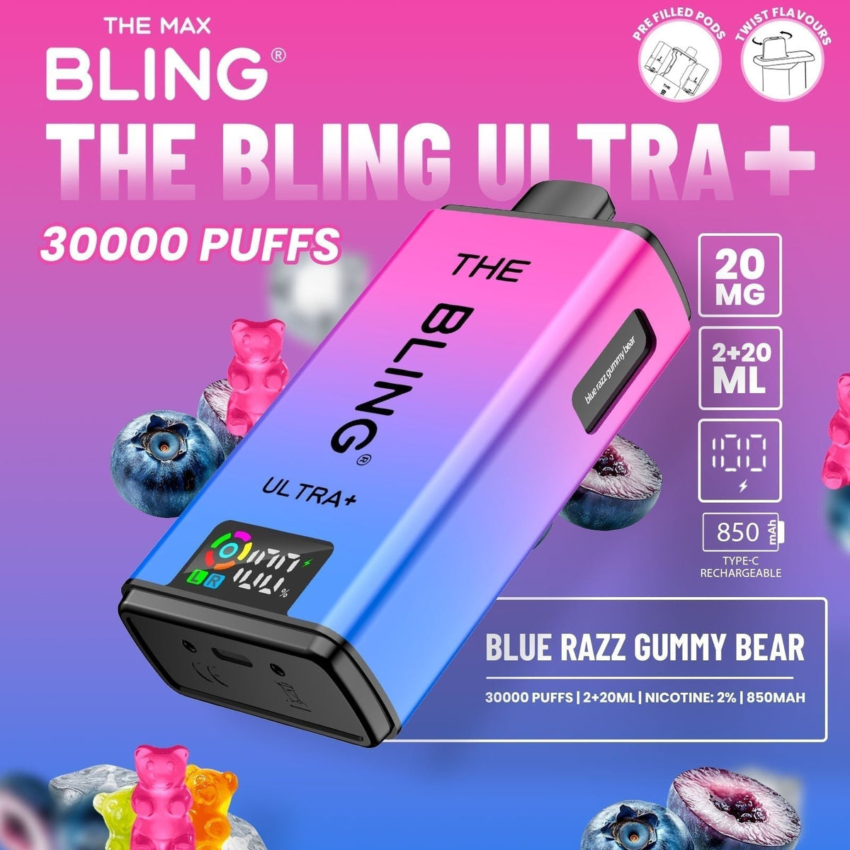 Shop The Bling Ultra Plus 30k Vape Kit Box of 5