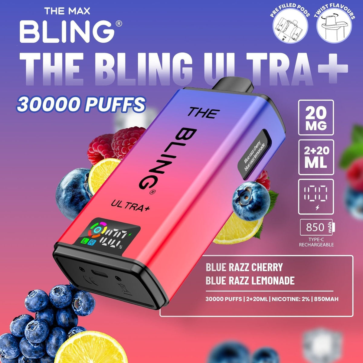 Shop The Bling Ultra Plus 30k Vape Kit Box of 5