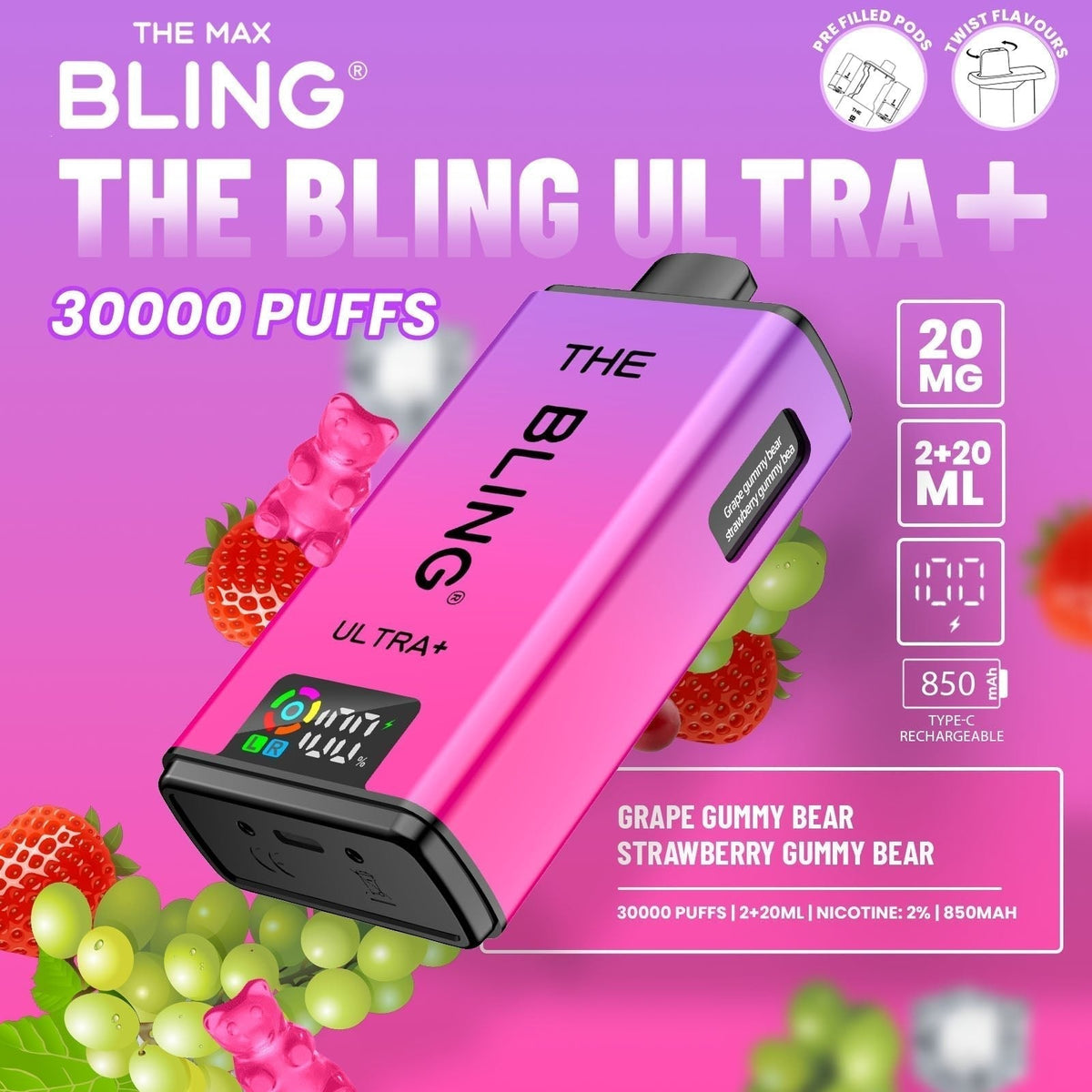 Shop The Bling Ultra Plus 30k Vape Kit Box of 5