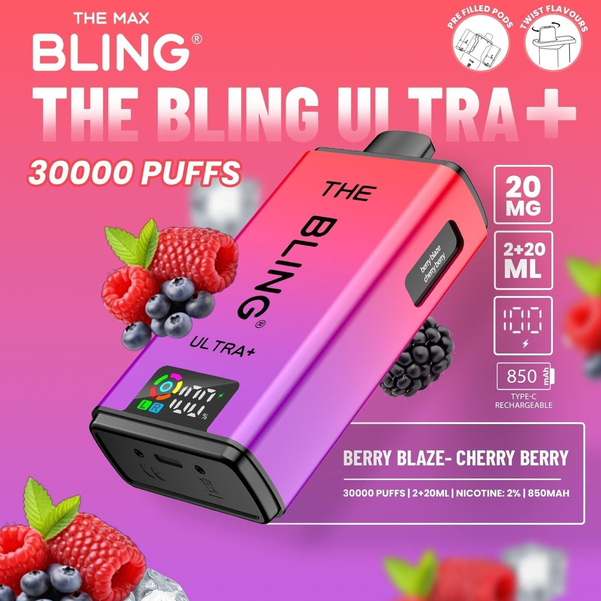 Shop The Bling Ultra Plus 30k Vape Kit Box of 5