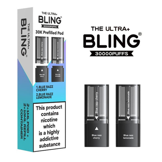 Shop The Bling Ultra Plus 30k Vape Pods - Blue Razz Cherry/Blue Razz Lemonade
