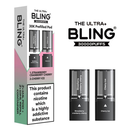Shop The Bling Ultra Plus 30k Vape Pods - Strawberry Cranberry Cherry/Cherry Ice