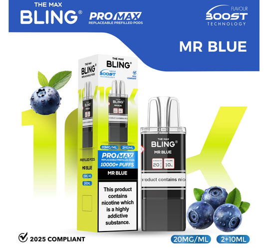 Shop The Crystal Bling Max 10000 Pods - Mr Blue